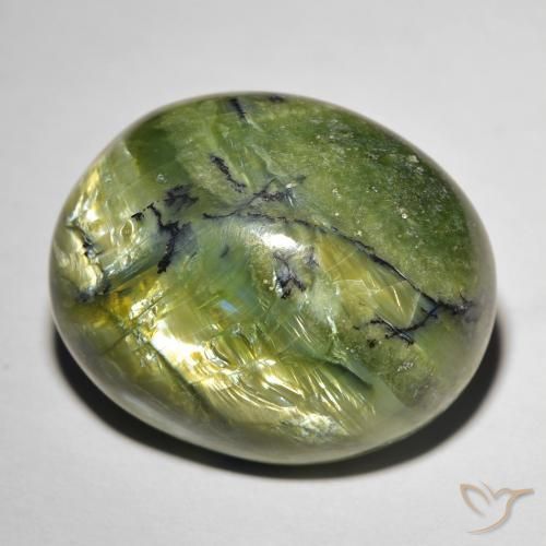 20.74캐럿 천연 흙빛 녹색 Cat's Eye Opal, 타원형 컷, 20.6×16.8 mm, 불투명체