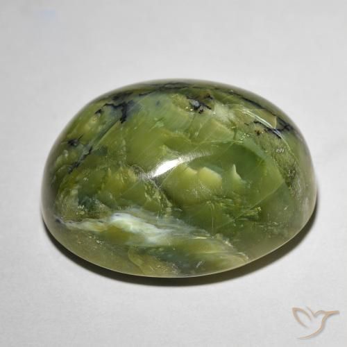 20.74캐럿 천연 흙빛 녹색 Cat's Eye Opal, 타원형 컷, 20.6×16.8 mm, 불투명체