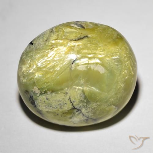 18.56ct 자연스러운 따뜻한 녹색 캣츠아이 오팔, 타원형, 불투명체