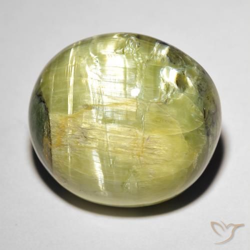 17.84ct 자연스러운 따뜻한 녹색 캣츠아이 오팔, 타원형, 불투명체