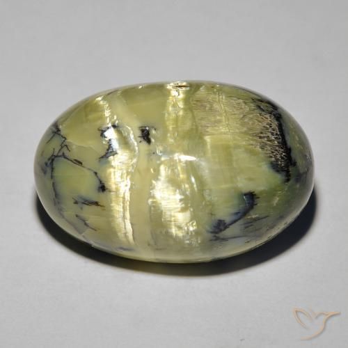14.50ct 자연스러운 미디엄 그린 캣츠아이 오팔, 타원형, 불투명체