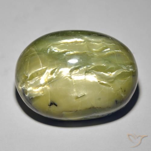 38.44ct 자연스러운 어스 그린 캣츠아이 오팔, 타원형, 불투명체