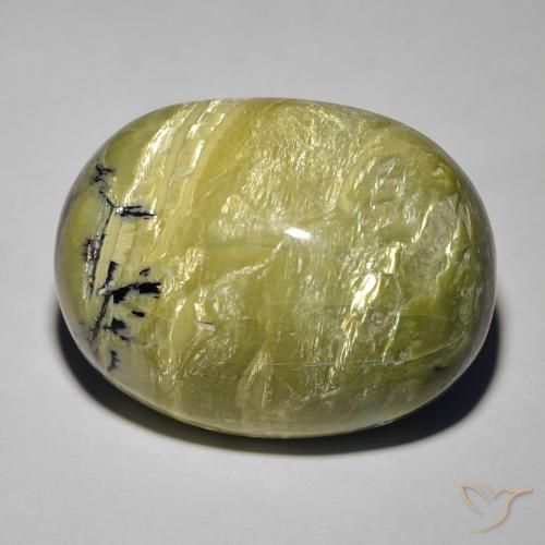 26.42ct 자연스러운 어스 그린 캣츠아이 오팔, 타원형, 불투명체