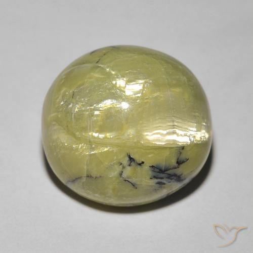7.23ct 자연스러운 따뜻한 녹색 캣츠아이 오팔, 타원형, 불투명체
