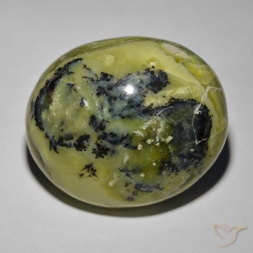 34.72ct 자연스러운 황록색 캣츠아이 오팔, 타원형, 불투명체