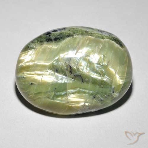 14.58ct 자연스러운 황록색 캣츠아이 오팔, 타원형, 불투명체
