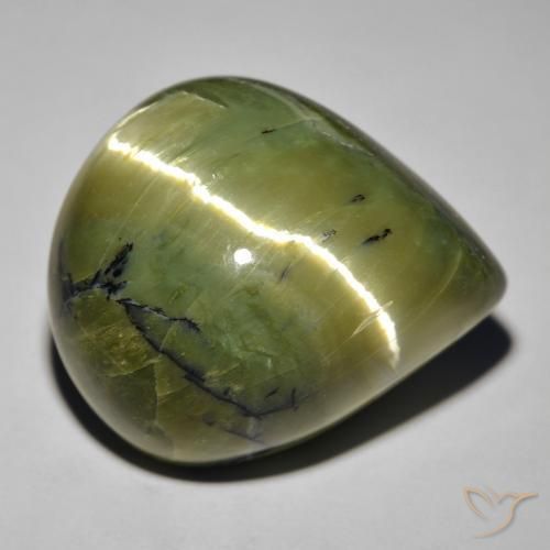 29.45ct 자연스러운 갈색을 띤 녹색 캣츠아이 오팔, 배 모양, 불투명체