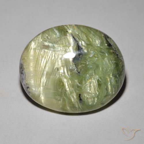 16.89ct 자연스러운 어스 그린 캣츠아이 오팔, 타원형, 불투명체