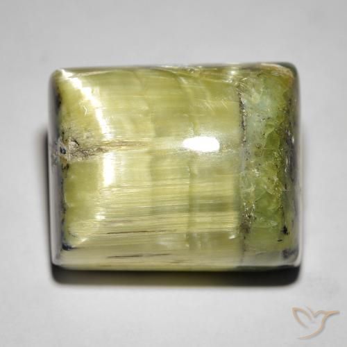 28.65ct 자연스러운 미디엄 그린 캣츠아이 오팔, 바게트, 불투명체