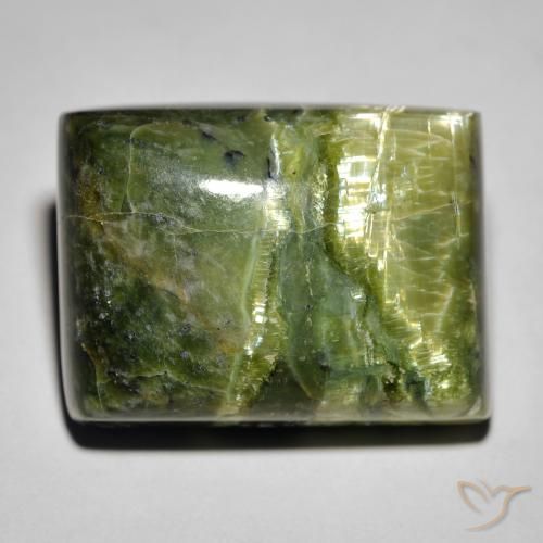 25.23ct 자연스러운 어스 그린 캣츠아이 오팔, 바게트, 불투명체