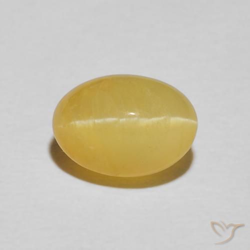 2.21ct 자연스러운 따뜻한 노란색 캣츠아이 오팔, 타원형, 불투명체