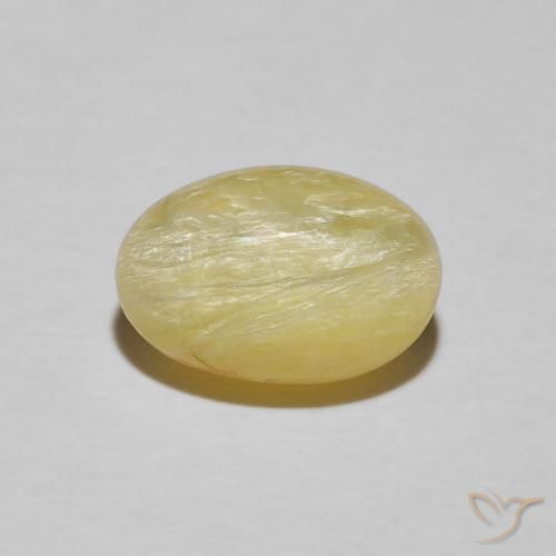 2.89ct 자연스러운 매우 밝은 디종 옐로우 캣츠아이 오팔, 타원형, 불투명체