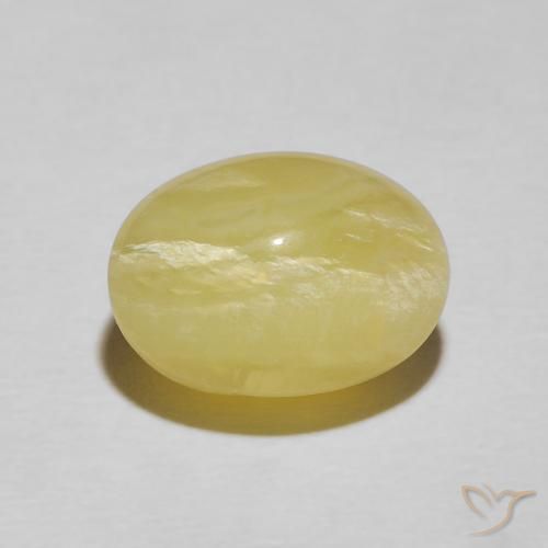 4.48ct 자연스러운 연노랑 캣츠아이 오팔, 타원형, 불투명체