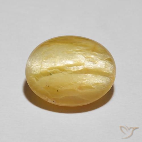 8.78ct 자연스러운 미디엄 옐로우 캣츠아이 오팔, 타원형, 불투명체