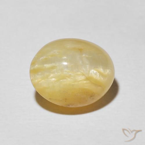 3.43ct 자연스러운 미디엄 옐로우 캣츠아이 오팔, 타원형, 불투명체