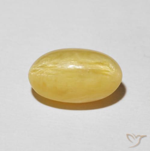 4.23ct 자연스러운 따뜻한 노란색 캣츠아이 오팔, 타원형, 불투명체