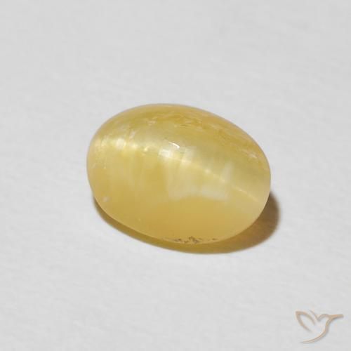1.45ct 자연스러운 따뜻한 노란색 캣츠아이 오팔, 타원형, 불투명체