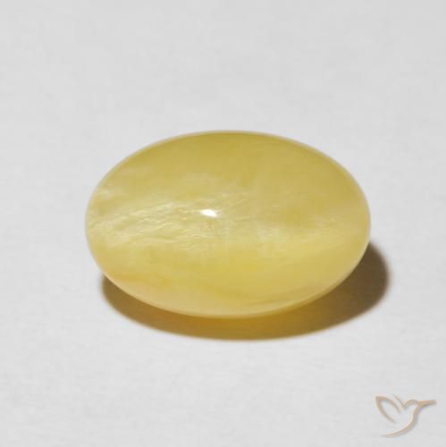 5.95ct 자연스러운 연노랑 캣츠아이 오팔, 타원형, 불투명체