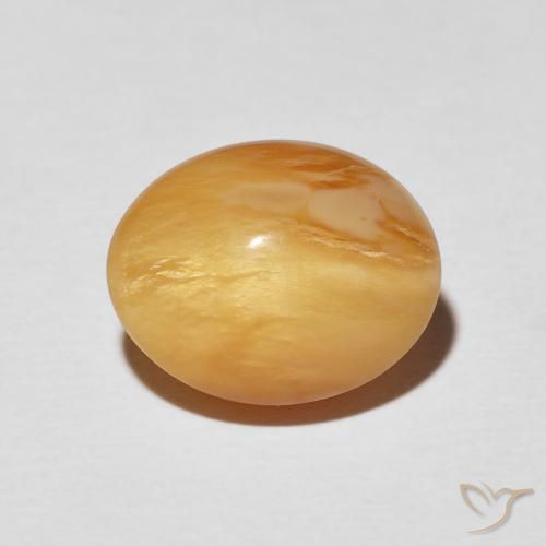 4.59ct 자연스러운 오렌지-골드 캣츠아이 오팔, 타원형, 불투명체