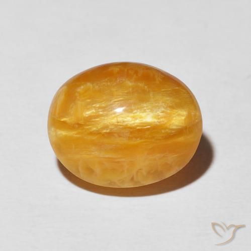 6.92ct 자연스러운 미디엄 오렌지 캣츠아이 오팔, 타원형, 불투명체