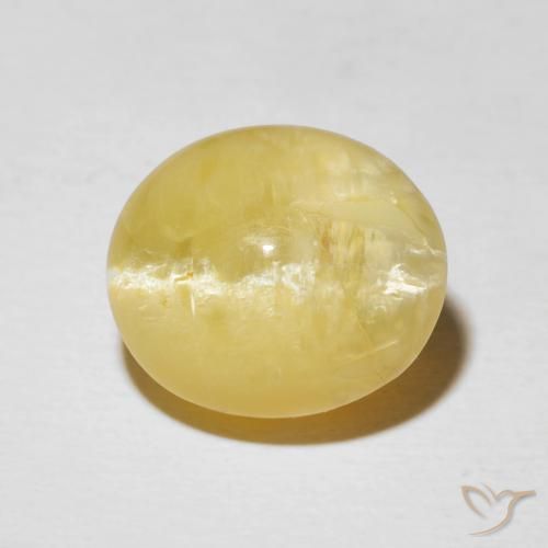 5.87ct 자연스러운 연노랑 캣츠아이 오팔, 타원형, 불투명체
