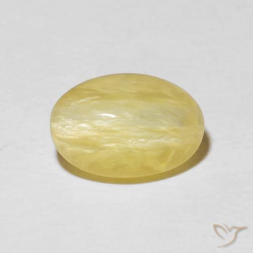 2.52ct 자연스러운 연노랑 캣츠아이 오팔, 타원형, 불투명체