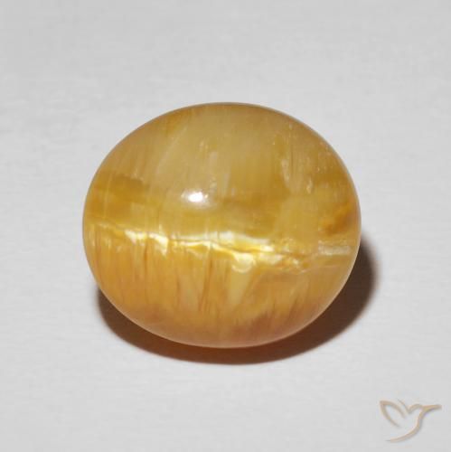 7.94ct 자연스러운 골든 브라운 캣츠아이 오팔, 타원형, 불투명체