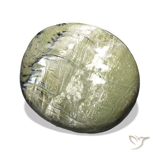 25.90캐럿 천연 황록색 캣츠아이 오팔, 방석, 불투명체