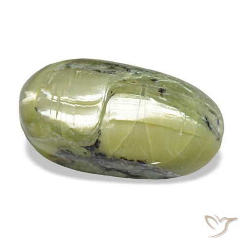 9.66캐럿 천연 노란빛 그린 Cat's Eye Opal, 타원형 컷, 18.1×9.8 mm, 불투명체