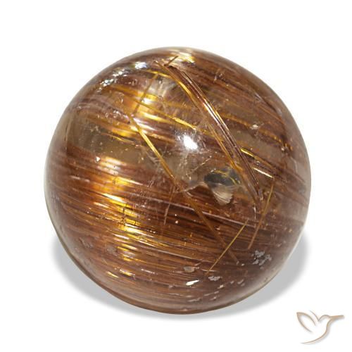 3.91캐럿 천연 미디엄 오렌지 Cat's Eye Rutile Quartz, 라운드 컷, 9.53 mm, 투명한