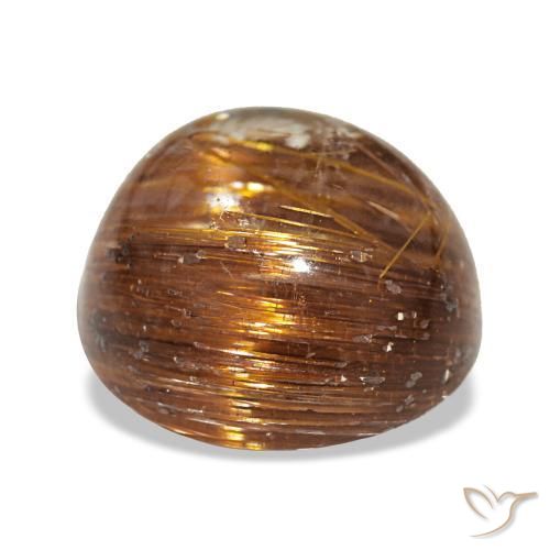 3.91캐럿 천연 미디엄 오렌지 Cat's Eye Rutile Quartz, 라운드 컷, 9.53 mm, 투명한