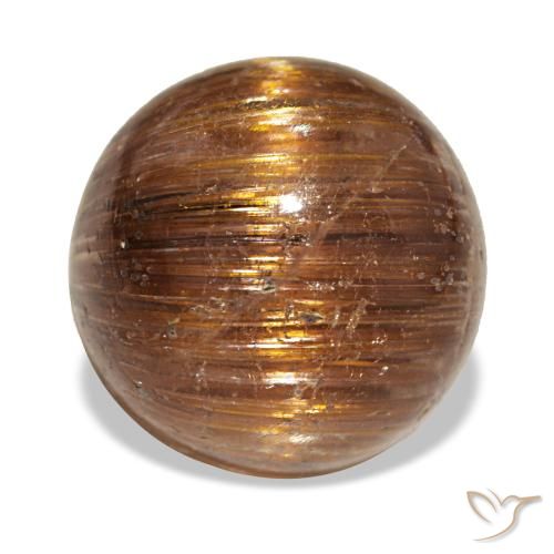 5.21ct 오렌지 Cat's Eye Rutile Quartz, 라운드, 투명한