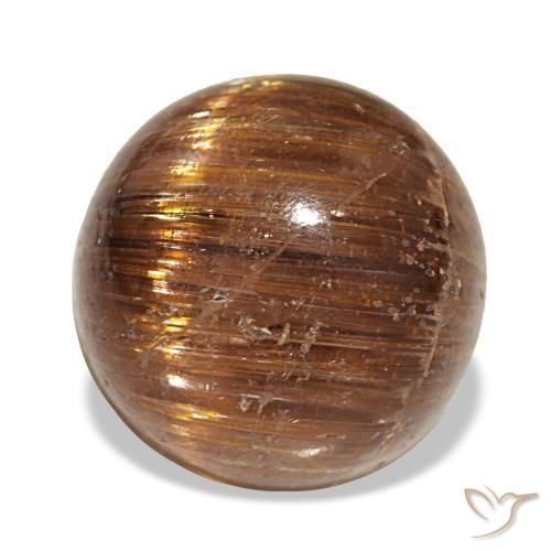 5.21캐럿 천연 깊은 붉은빛 오렌지 Cat's Eye Rutile Quartz, 라운드 컷, 10.10 mm, 투명한
