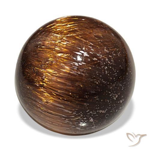19.68캐럿 천연 Medium Dark-Orange Cat's Eye Rutile Quartz, 라운드 컷, 16.42 mm, 불투명체