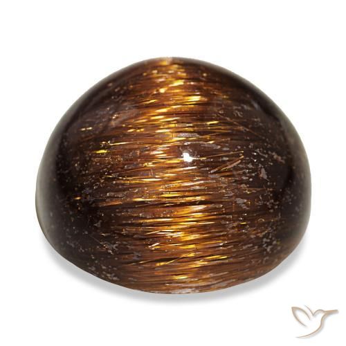 19.68캐럿 천연 Medium Dark-Orange Cat's Eye Rutile Quartz, 라운드 컷, 16.42 mm, 불투명체