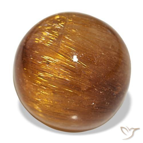 17.93캐럿 천연 오렌지 브라운 Cat's Eye Rutile Quartz, 라운드 컷, 15.14 mm, 불투명체