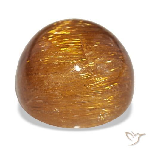 17.93캐럿 천연 오렌지 브라운 Cat's Eye Rutile Quartz, 라운드 컷, 15.14 mm, 불투명체