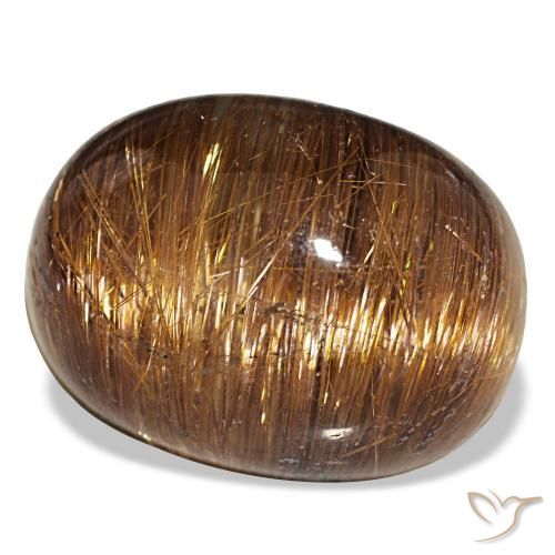 44.01캐럿 천연 깊은 붉은빛 오렌지 Cat's Eye Rutile Quartz, 타원형 컷, 24.1×18.2 mm, 투명한