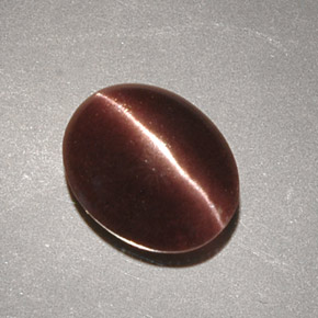 2.32캐럿 천연 브라운 Cat's Eye Scapolite, 타원형 컷, 9.7×7.9 mm, 불투명체