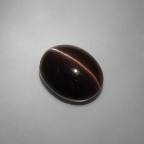 6.90캐럿 천연 다크 브라운 Cat's Eye Scapolite, 타원형 컷, 13.2×10.3 mm, 투명한