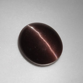 5.88캐럿 천연 다크 브라운 Cat's Eye Scapolite, 타원형 컷, 12.9×10.7 mm, 투명한