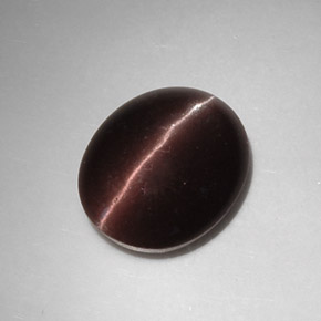 5.88캐럿 천연 다크 브라운 Cat's Eye Scapolite, 타원형 컷, 12.9×10.7 mm, 투명한