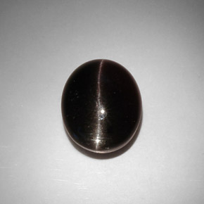 11.50캐럿 천연 다크 브라운 Cat's Eye Scapolite, 타원형 컷, 15×12.1 mm, 투명한