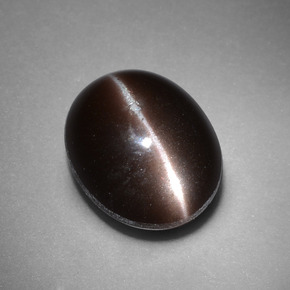 4.41캐럿 천연 다크 브라운 Cat's Eye Scapolite, 타원형 컷, 11.3×9.3 mm, 불투명체