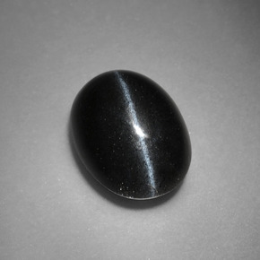 3.37캐럿 천연 검정색 Cat's Eye Scapolite, 타원형 컷, 10.7×7.9 mm, 불투명체