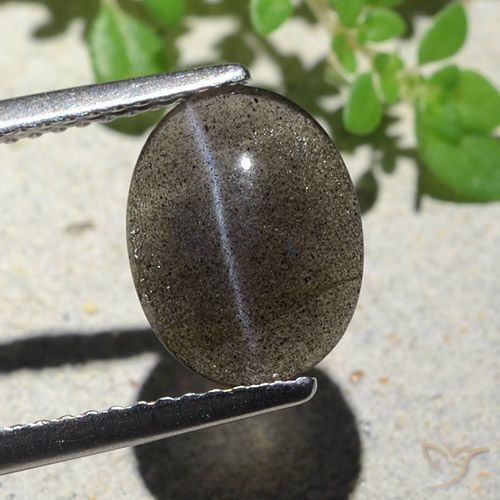 2.34ct 자연스러운 검은색 캣츠아이 스카폴라이트, 타원형, 투명한