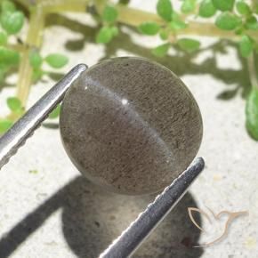 3.94캐럿 천연 미디엄 라이트 브라운 Cat's Eye Scapolite, 타원형 컷, 9.6×9.2 mm, 투명한