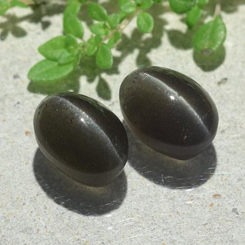 6.12캐럿 천연 검정색 Cat's Eye Scapolite 보석, 타원형 컷, 9.6×7 mm, 투명한
