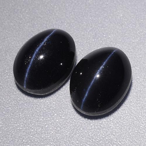 4.46캐럿 천연 검정색 Cat's Eye Scapolite 보석, 타원형 컷, 8.1×6 mm, 불투명체