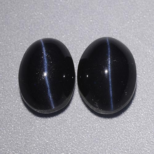 4.46캐럿 천연 검정색 Cat's Eye Scapolite 보석, 타원형 컷, 8.1×6 mm, 불투명체
